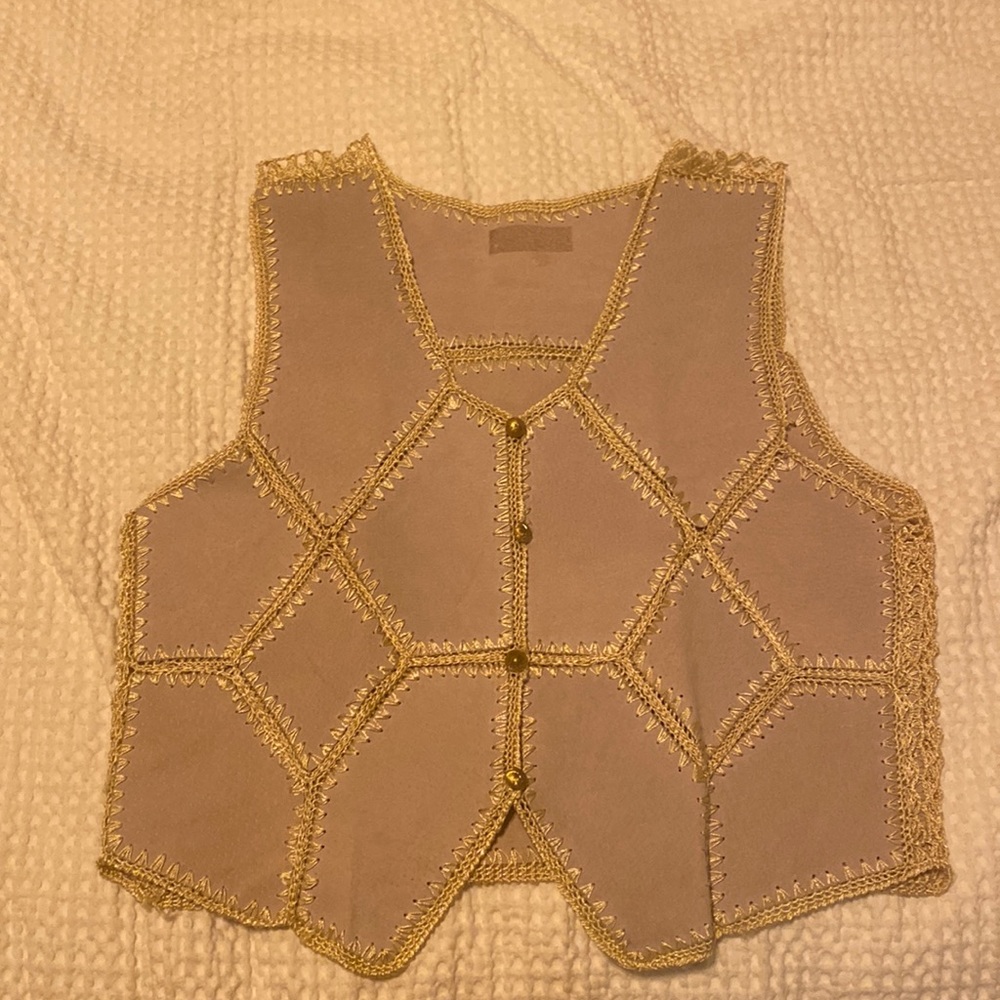 Leather and crocheted vest size medium